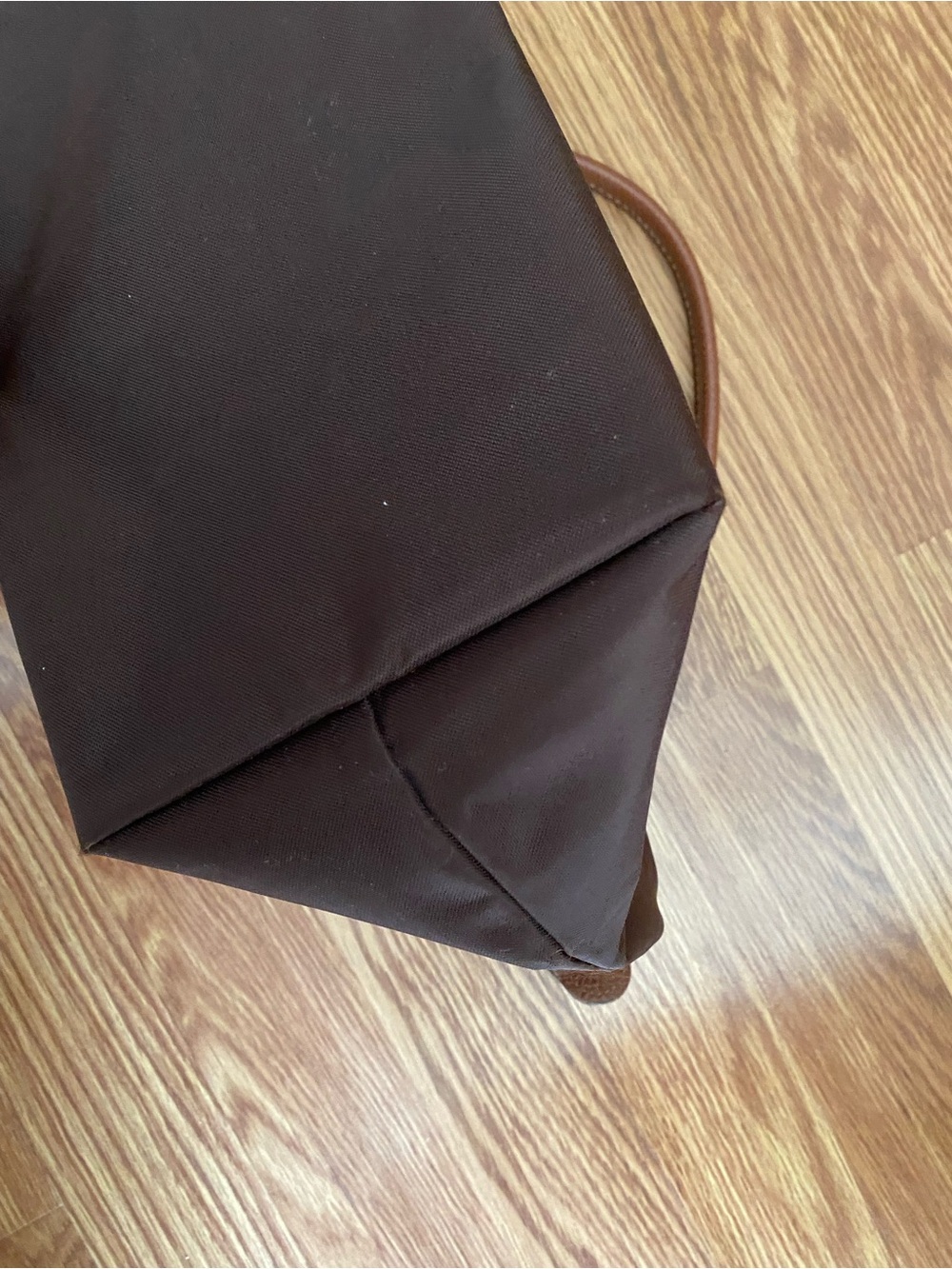 Longchamp le pliage small Brown Tote with Brown Leather Trim and Handles - Picture 4 of 9